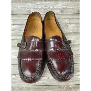 Cole Haan Mens Brown Leather Buckle Kilted Tassel Loafers Shoes Size US 9.5 D